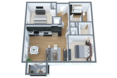 2 bedroom, 2 bathroom